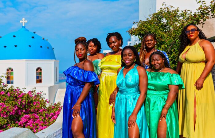 Black Travel Fest Santorini 2023 Group Trip - Flying Dress Photoshoot