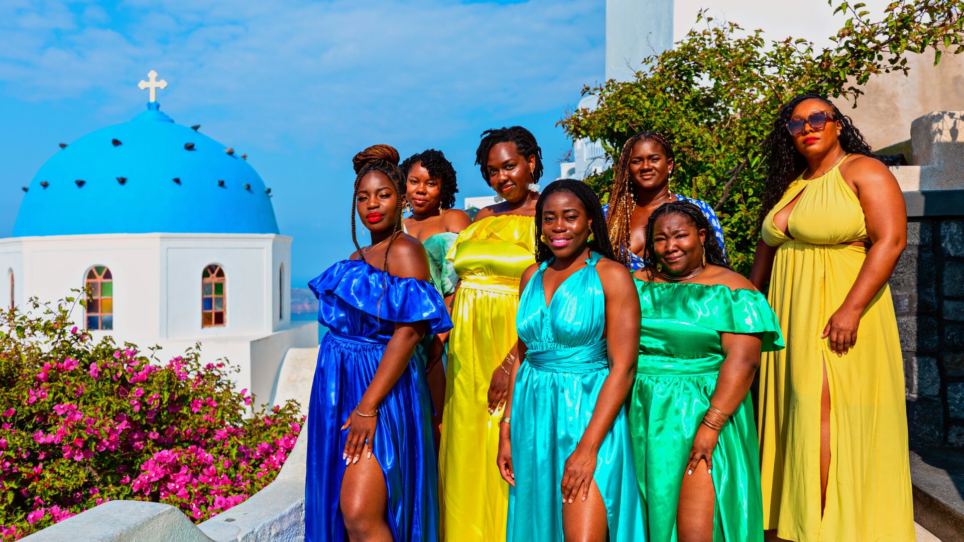 Black Travel Fest Santorini 2023 Group Trip - Flying Dress Photoshoot